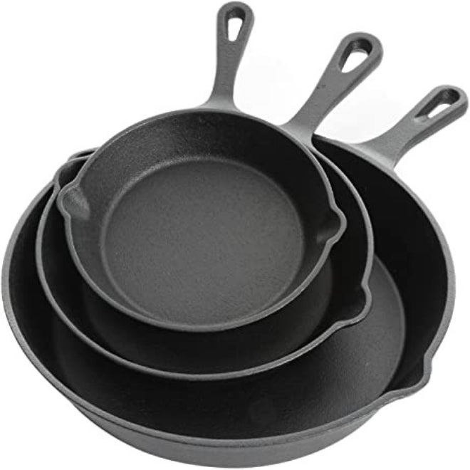 Jim Beam Set of 3 Pre Seasoned Cast Iron Skillets