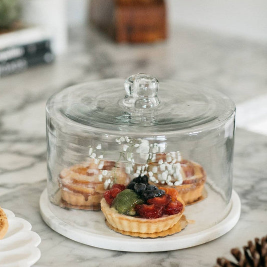 Marble Plate & Glass Dome