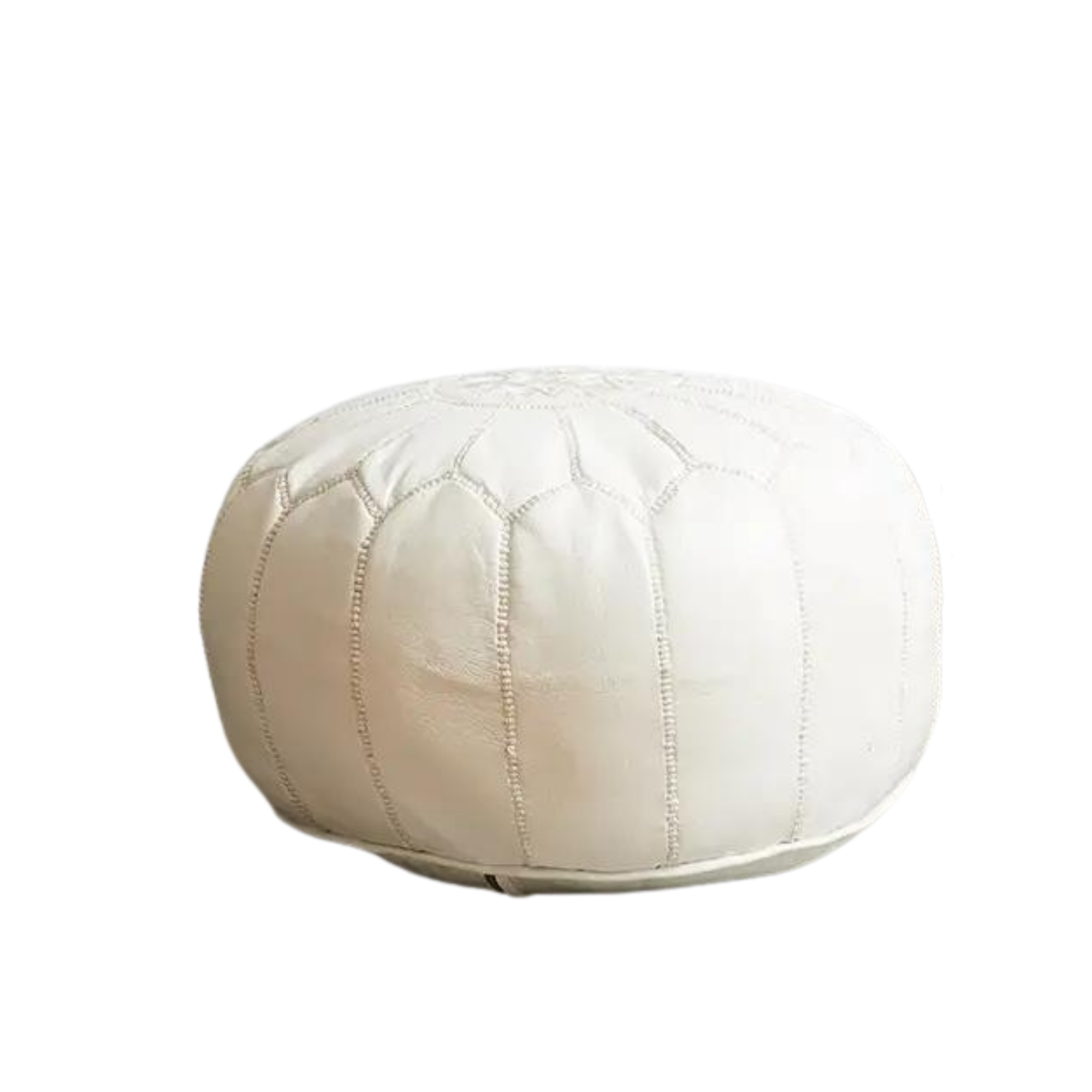 Moroccan Leather Pouf | White