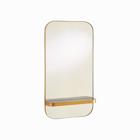 Train Car Mirror | Gold With Black Marble Shelf